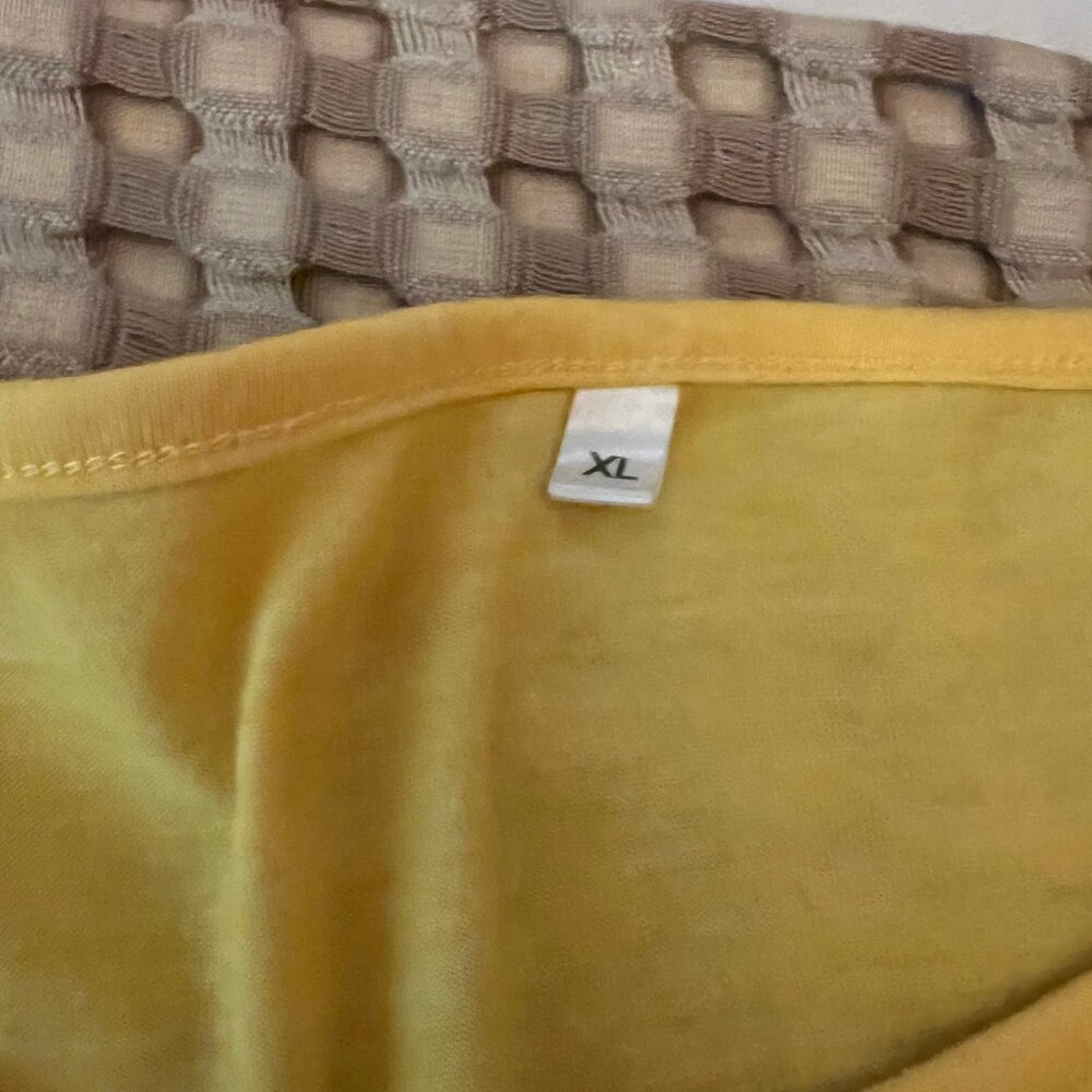 Yellow, Gray and White Striped T-Shirt Top - Picture 3 of 4